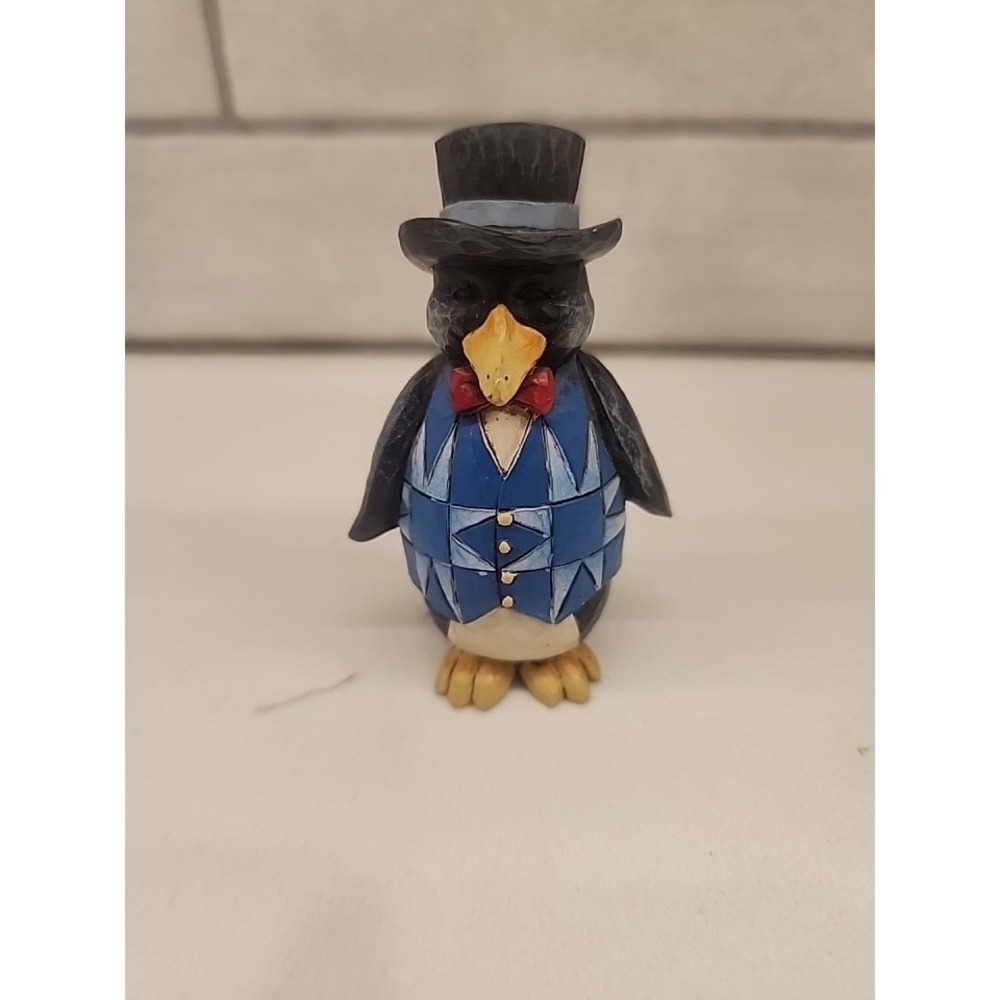 Jim Shore Heartwood Creek Mini Tuxedo Penguin with Top Hat Figurine Enesco 3.5"